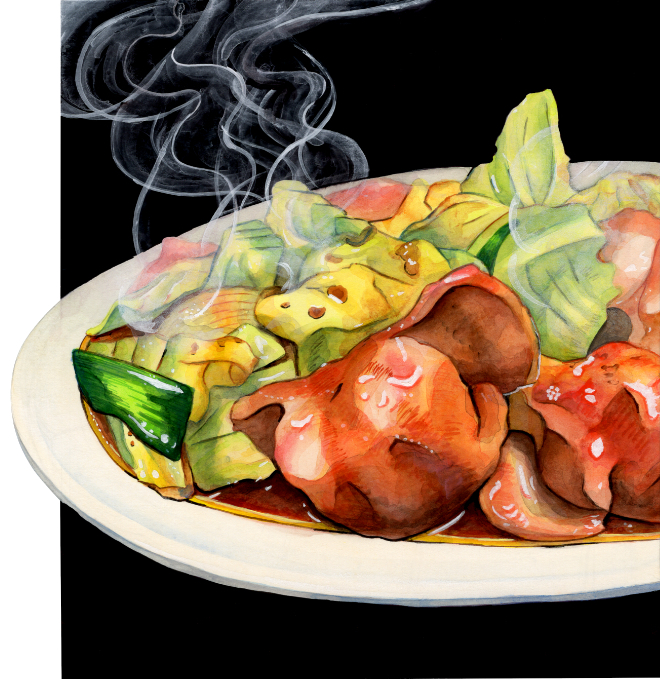 立川市「のぐち屋」牛肉ホルモン炒め